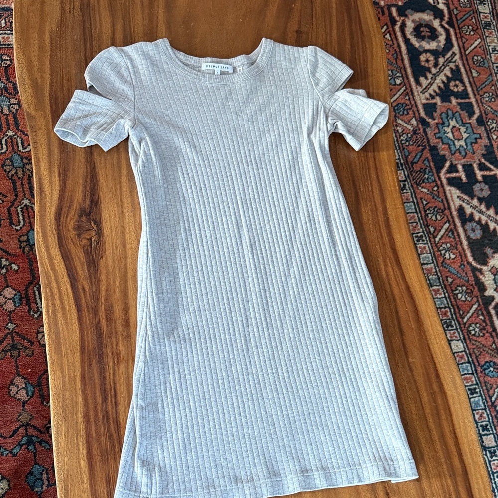 Helmut Lang Gray Ribbed Mini Dress